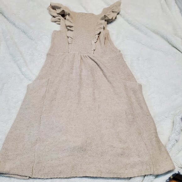 Anthropologie Moth Cream Linen Wool Dress XS Boho Feminine Cottagecore Romantic - Picture 6 of 10